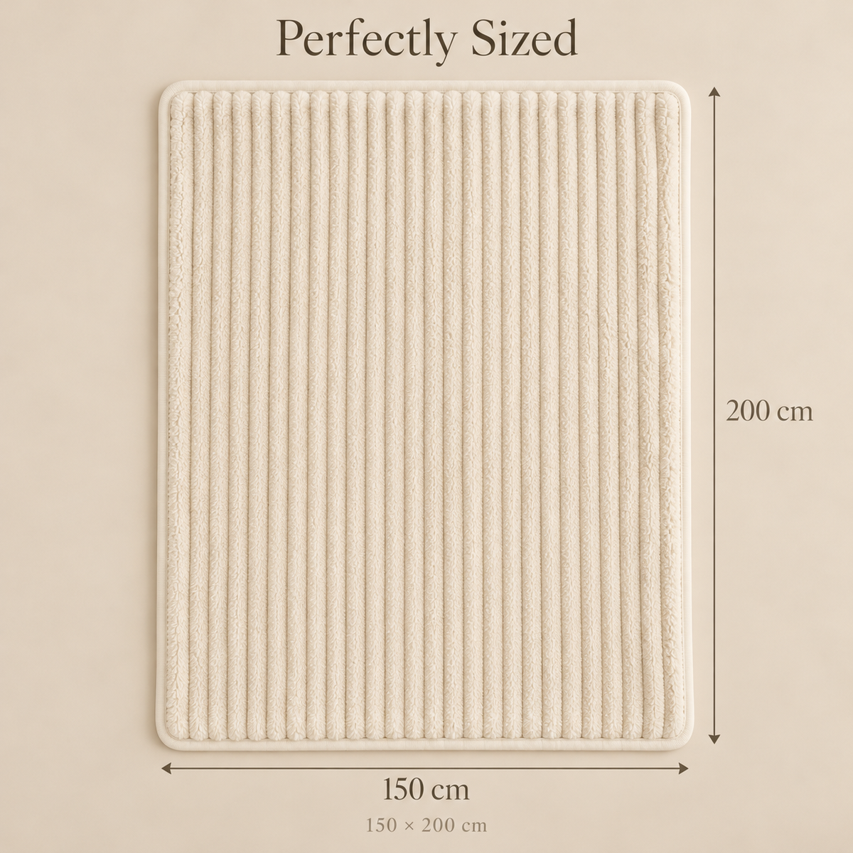 Cream Ribbed Plush Throw Blanket – 150 × 200 cm