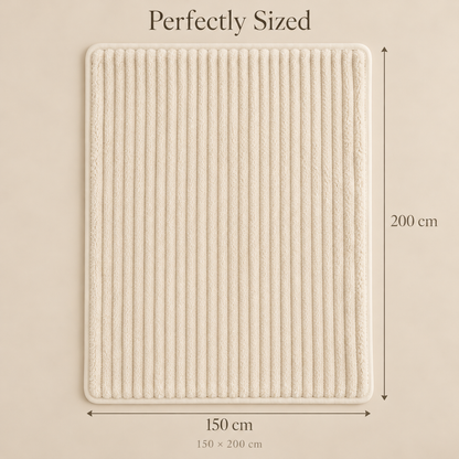Cream Ribbed Plush Throw Blanket – 150 × 200 cm
