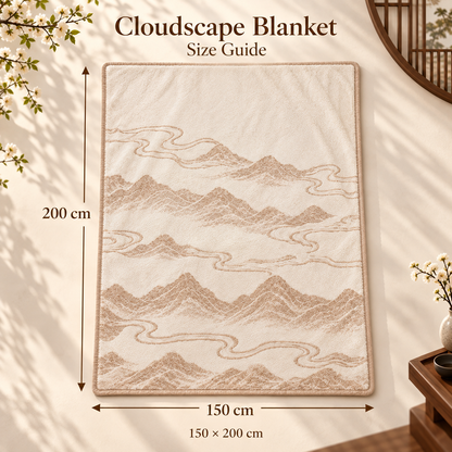 Cloudscape Jacquard Plush Throw Blanket – Cream Ivory Mountain Pattern
