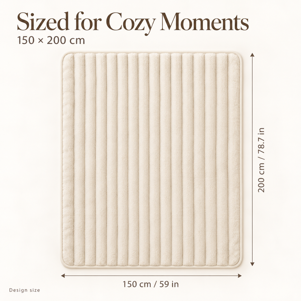 Ivory Plush Ribbed Throw Blanket