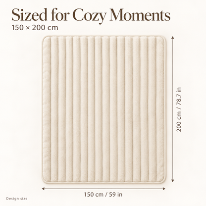Ivory Plush Ribbed Throw Blanket